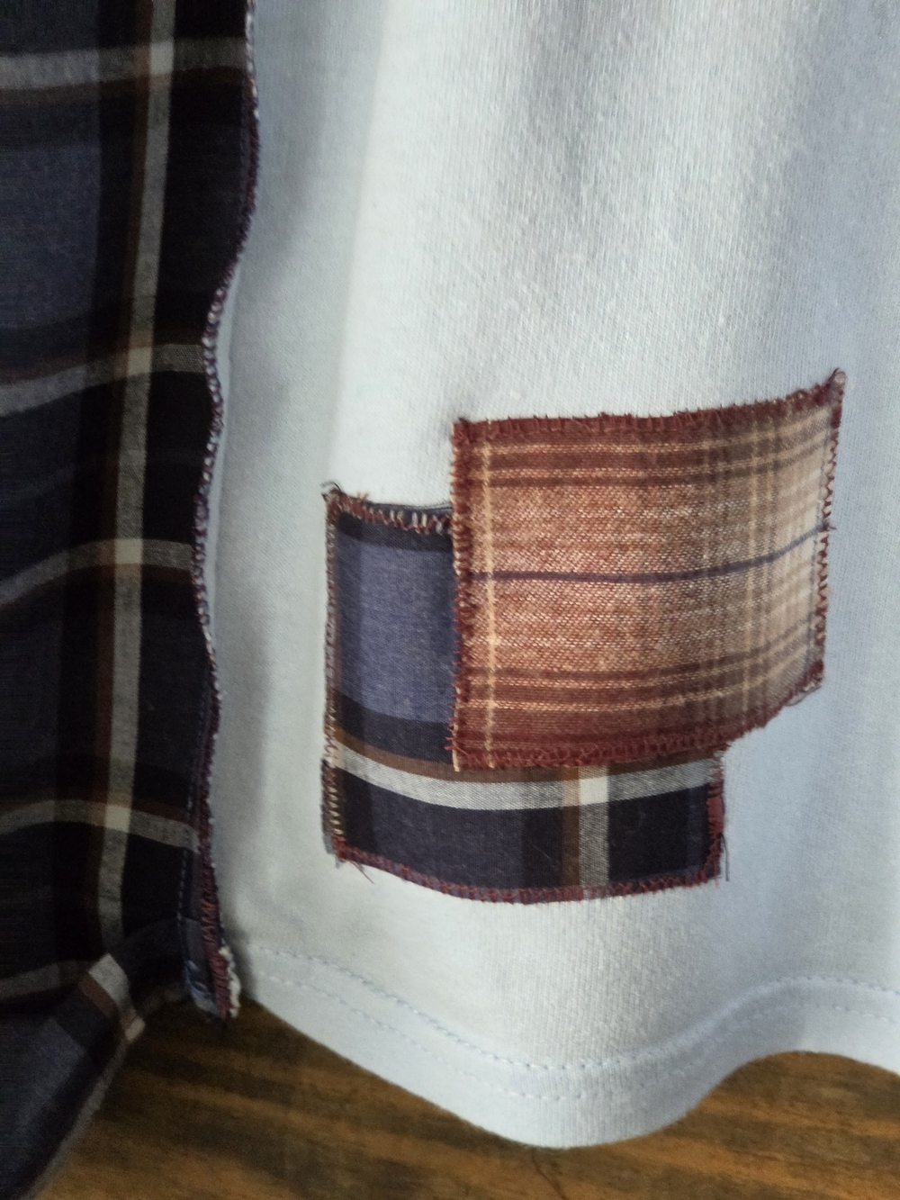 Upcycled Graphic Mets Light Blue T-shirt   & Navy Plaid Long-Sleeve - Picture 5 of 8